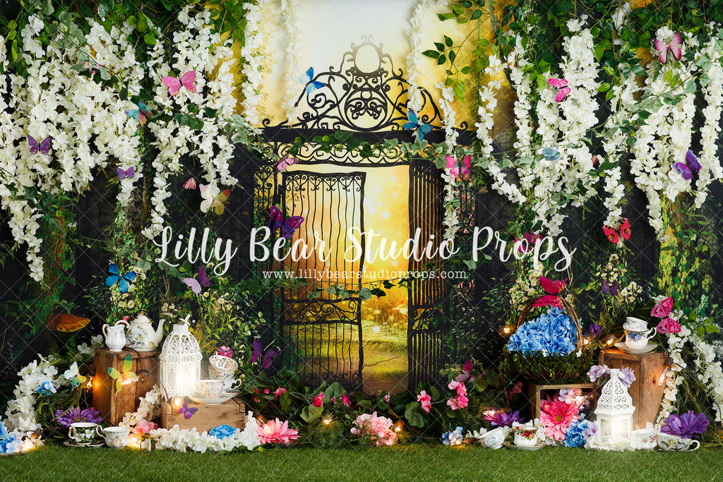 Secret Garden Entry - Lilly Bear Studio Props, FABRICS, fairy garden, floral garden, flower garden, garden, garden entry, garden flowers, pink garden, rose garden, secret garden, spring garden