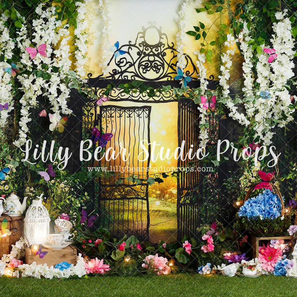 Secret Garden Entry - Lilly Bear Studio Props, FABRICS, fairy garden, floral garden, flower garden, garden, garden entry, garden flowers, pink garden, rose garden, secret garden, spring garden