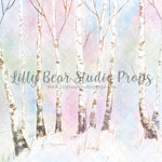 Serenity Forest - Lilly Bear Studio Props, birch, birch forest, birch trees, castle, color forest, colourful forest, fantasy, frozen, girls, hand painted, ice, one-derland, onederland, pastel forest, snow, snowy trees, white winter, white winter forest, winter, winter one-derland, winter onederland