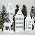 Shining North Village Explorers - Lilly Bear Studio Props, arctic pines, christmas, christmas village, christmas village pine trees, deer, deers, evergreen trees, evergreens, holiday, holiday christmas, pine tree forest, pine trees, santa's deers, silver winter, snow, snow forest, snow village, snowflakes, snowy forest, snowy pine, snowy pine trees, snowy trees, village, white christmas, white holiday, white winter, winter, winter christmas, winter diamond