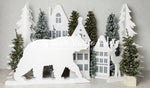 Shining North Village Friends - Lilly Bear Studio Props, arctic pines, christmas, christmas village, evergreen trees, evergreens, holiday, holiday christmas, pine trees, silver winter, snow, snowflakes, snowy forest, snowy pine, snowy pine trees, snowy trees, village, white christmas, white holiday, white winter, winter, winter christmas, winter diamond