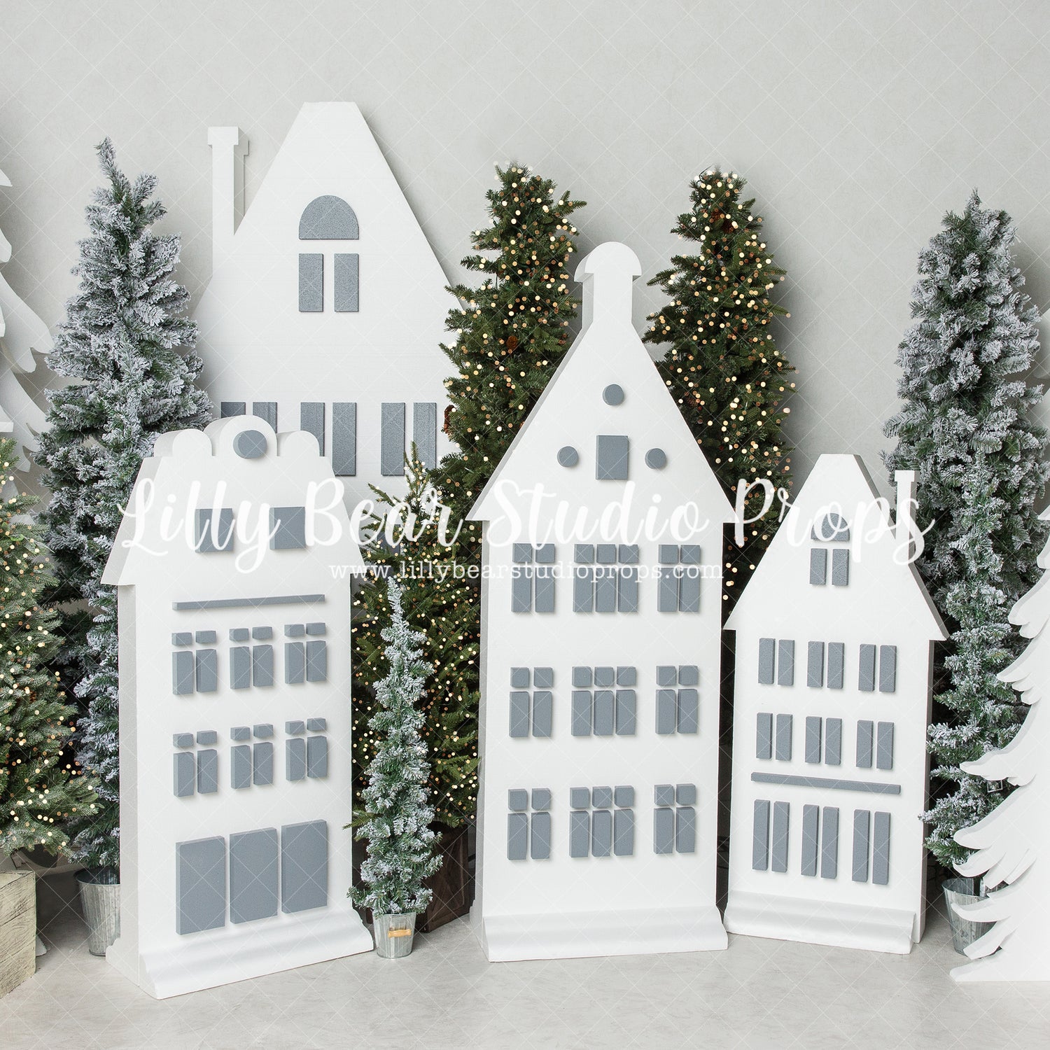 Shining North Village - Lilly Bear Studio Props, arctic pines, christmas, christmas pine trees, christmas village, evergreen trees, evergreens, holiday, holiday christmas, pine tree forest, pine tree village, pine trees, silver winter, snow, snowflakes, snowy forest, snowy pine, snowy pine trees, snowy trees, village, white christmas, white holiday, white pine trees, white village, white winter, winter, winter christmas, winter diamond