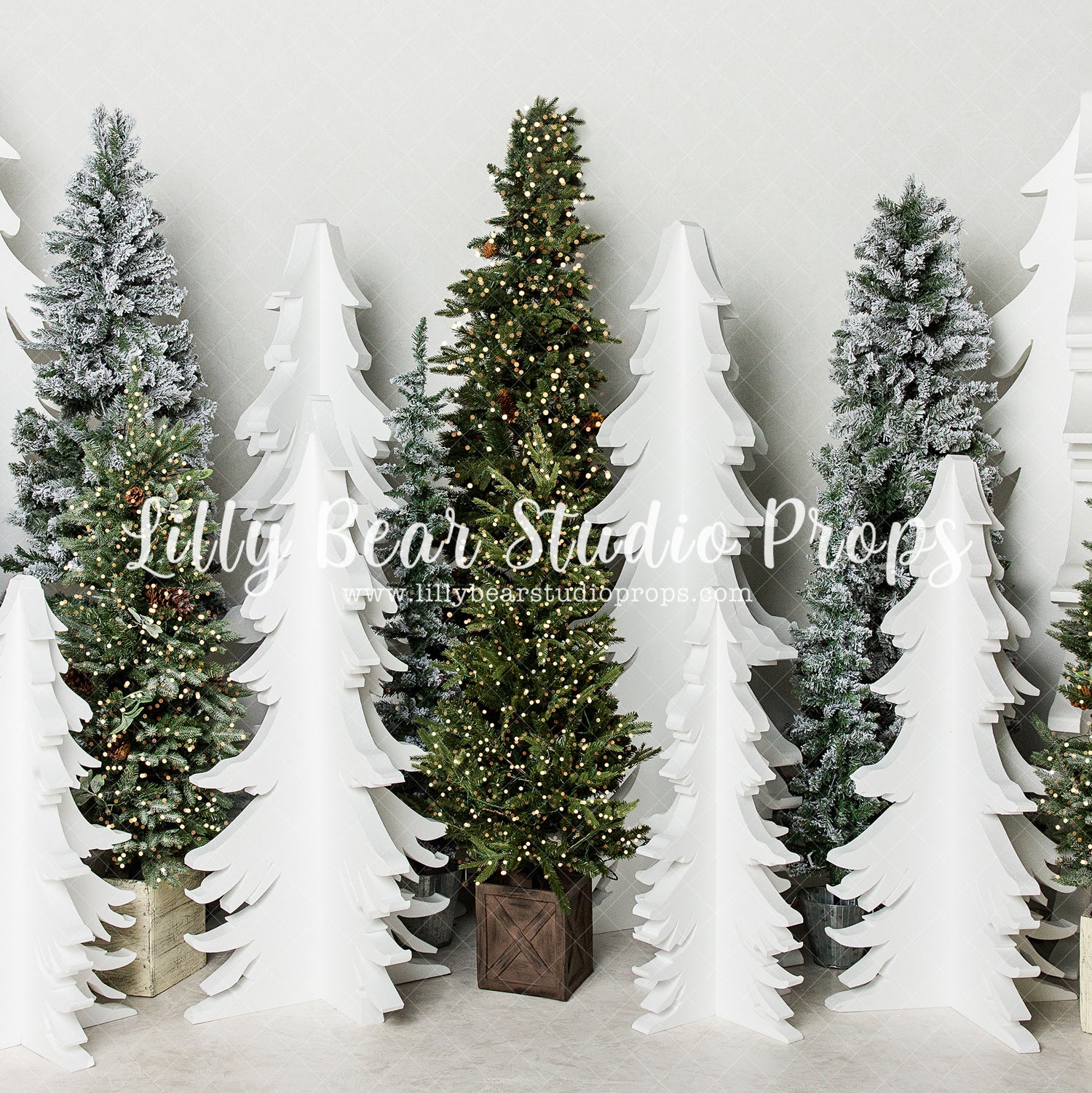 Shining Polar Forest - Lilly Bear Studio Props, arctic pines, christmas, christmas forest, christmas pine trees, christmas village, evergreen trees, evergreens, holiday, holiday christmas, pine tree forest, pine trees, silver winter, snow, snowflakes, snowy forest, snowy pine, snowy pine trees, snowy trees, village, white christmas, white holiday, white pine trees, white winter, winter, winter christmas, winter diamond