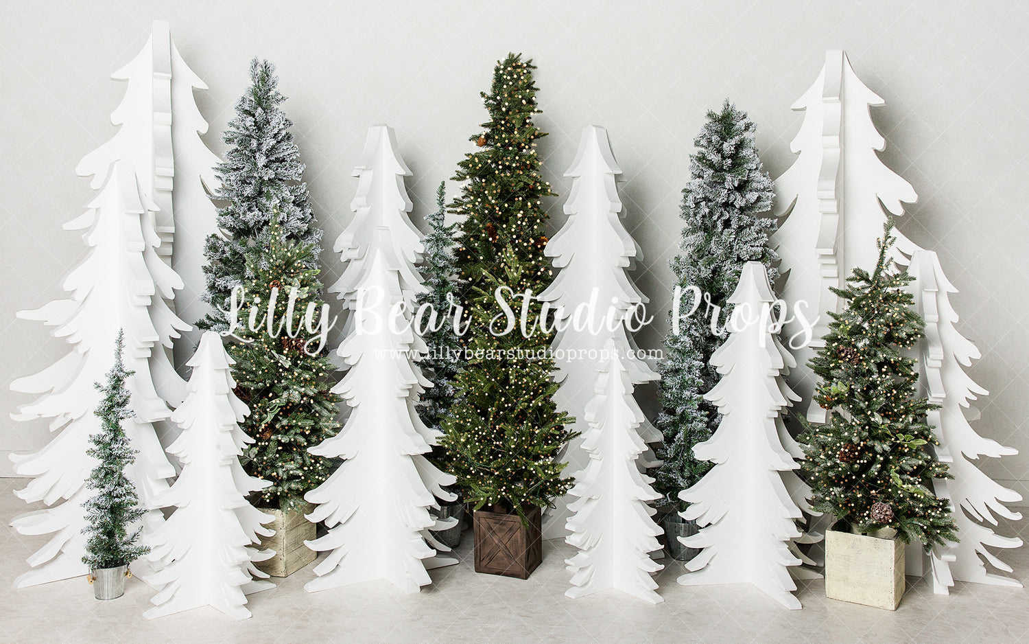 Shining Polar Forest - Lilly Bear Studio Props, arctic pines, christmas, christmas forest, christmas pine trees, christmas village, evergreen trees, evergreens, holiday, holiday christmas, pine tree forest, pine trees, silver winter, snow, snowflakes, snowy forest, snowy pine, snowy pine trees, snowy trees, village, white christmas, white holiday, white pine trees, white winter, winter, winter christmas, winter diamond
