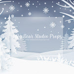 Silhouette Forest - 12x8' Wrinkle Free Fabric RTS - Lilly Bear Studio Props, arctic pines, birch, birch forest, christmas, christmas forest, christmas snow, Fabric, holiday, holiday christmas, silver winter, snow, snow flakes, snow forest, snowflakes, snowy, snowy forest, snowy trees, white christmas, white forest, white holiday, white pine trees, white pines, white winter, winter, winter christmas, winter diamond, Wrinkle Free Fabric