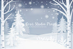 Silhouette Forest - 12x8' Wrinkle Free Fabric RTS - Lilly Bear Studio Props, arctic pines, birch, birch forest, christmas, christmas forest, christmas snow, Fabric, holiday, holiday christmas, silver winter, snow, snow flakes, snow forest, snowflakes, snowy, snowy forest, snowy trees, white christmas, white forest, white holiday, white pine trees, white pines, white winter, winter, winter christmas, winter diamond, Wrinkle Free Fabric