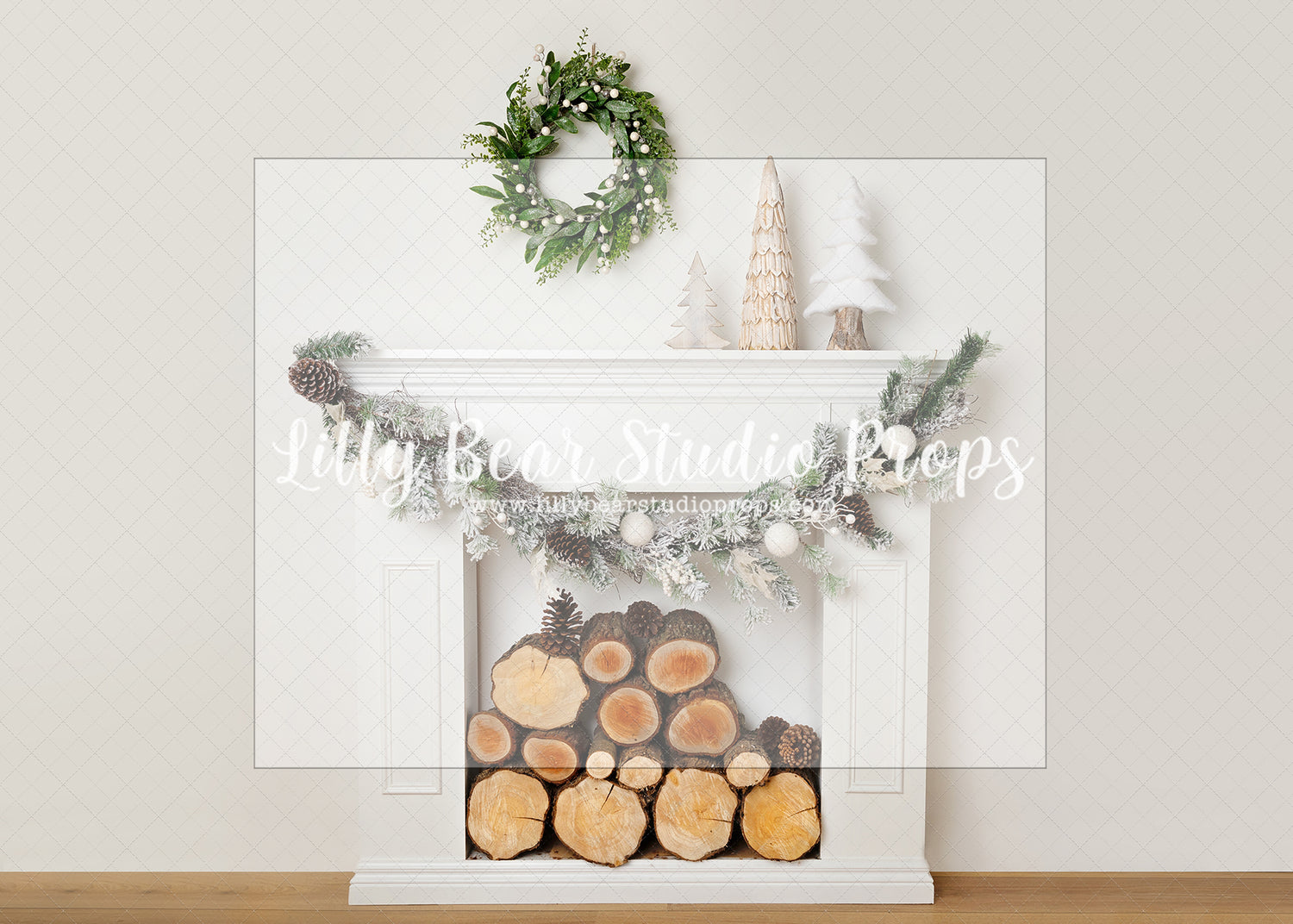 Simple Christmas Fireplace - Lilly Bear Studio Props, christmas, Cozy, Decorated, Festive, Giving, Holiday, Holy, Hopeful, Joyful, Merry, Peaceful, Peacful, Red & Green, Seasonal, Winter, Xmas, Yuletide