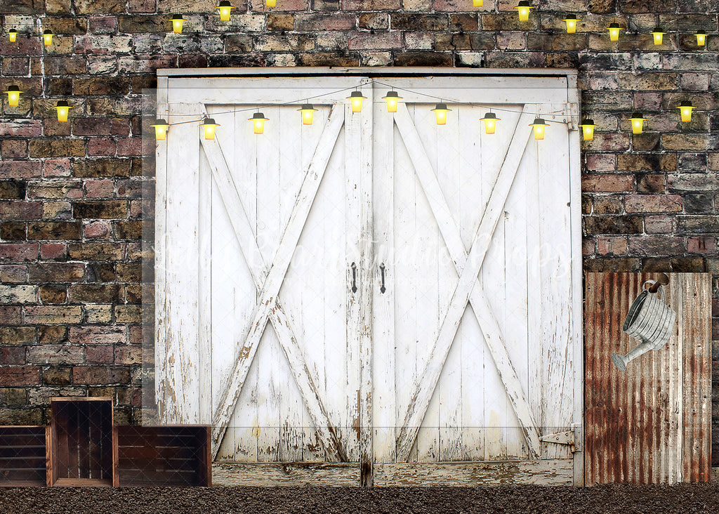 Simple Spring Barn Doors - Lilly Bear Studio Props, barn doors, doors, easter doors, FABRICS, rustic doors, spring doors, white barn doors, white roses