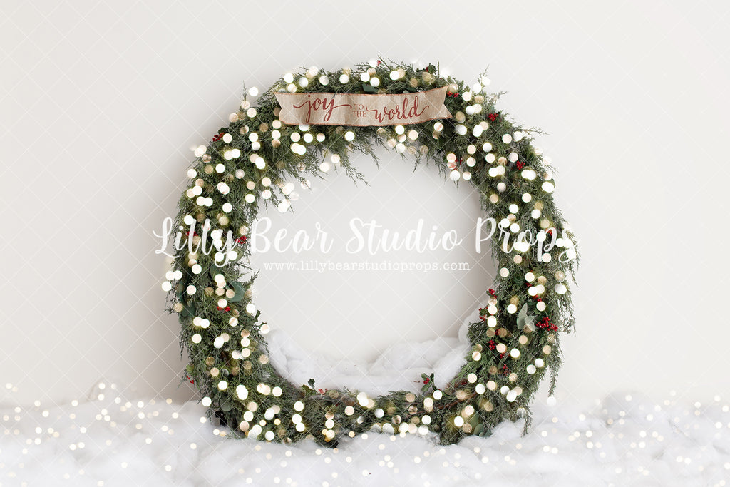 Snow Joy - Lilly Bear Studio Props, brick christmas, christmas, christmas wreath, garland, holiday, holiday joy, holiday wreath, joy, joy to the world, joy wreath, lanters, Large wreath, pine trees, winter, wreath, wreaths