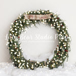Snow Joy - Lilly Bear Studio Props, brick christmas, christmas, christmas wreath, garland, holiday, holiday joy, holiday wreath, joy, joy to the world, joy wreath, lanters, Large wreath, pine trees, winter, wreath, wreaths