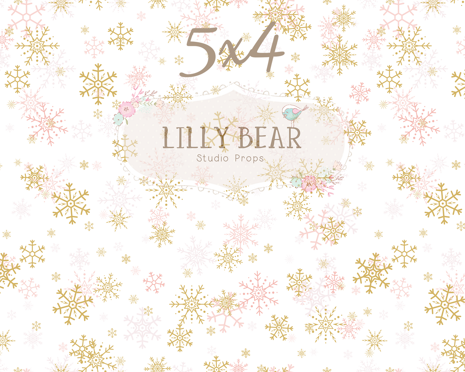 Snowy Flake by Lilly Bear Studio Props sold by Lilly Bear Studio Props, FABRICS - girl - gold - gold and pink - gold fl