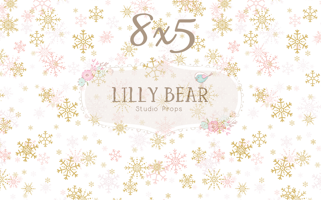 Snowy Flake by Lilly Bear Studio Props sold by Lilly Bear Studio Props, FABRICS - girl - gold - gold and pink - gold fl