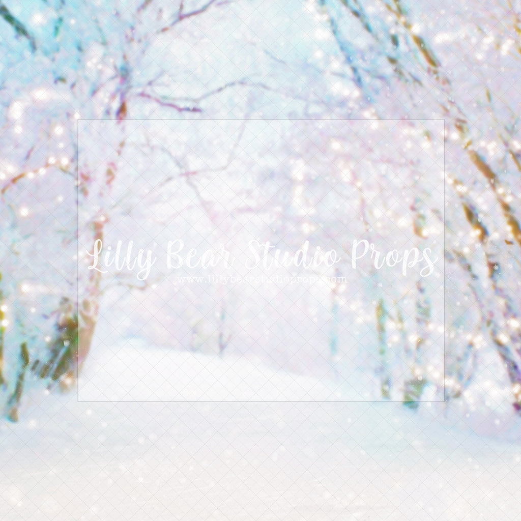 Snowy Bokeh Forest - Lilly Bear Studio Props, christmas, Cozy, Decorated, Festive, Giving, Holiday, Holy, Hopeful, Joyful, Merry, Peaceful, Peacful, Red & Green, Seasonal, Winter, Xmas, Yuletide