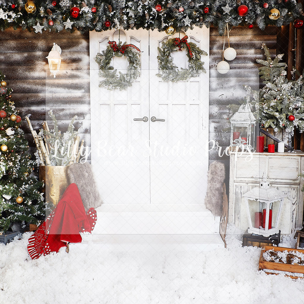 Snowy Christmas Porch - Lilly Bear Studio Props, christmas, Cozy, Decorated, Festive, Giving, Holiday, Holy, Hopeful, Joyful, Merry, Peaceful, Peacful, Red & Green, Seasonal, Winter, Xmas, Yuletide