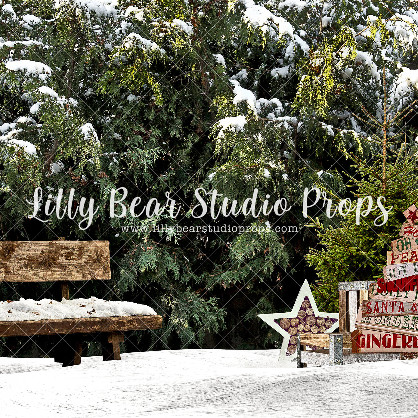 Snowy Cedar Park - Lilly Bear Studio Props, animals, autumn forest, dark forest, enchanted forest, Fabric, FABRICS, fall forest, forest, forest animals, forest entry, forest floor, forest friends, forest painting, fox, green forest, into the wild, lanterns, little wild one, misty forest, moon, moonlight, moonlight forest, night forest, nighttime, owl, pine forest, pine tree, pine tree forest, pine trees, raccoon, where the wild things are, wild, wild animal, wild one, wild things, woodland forest
