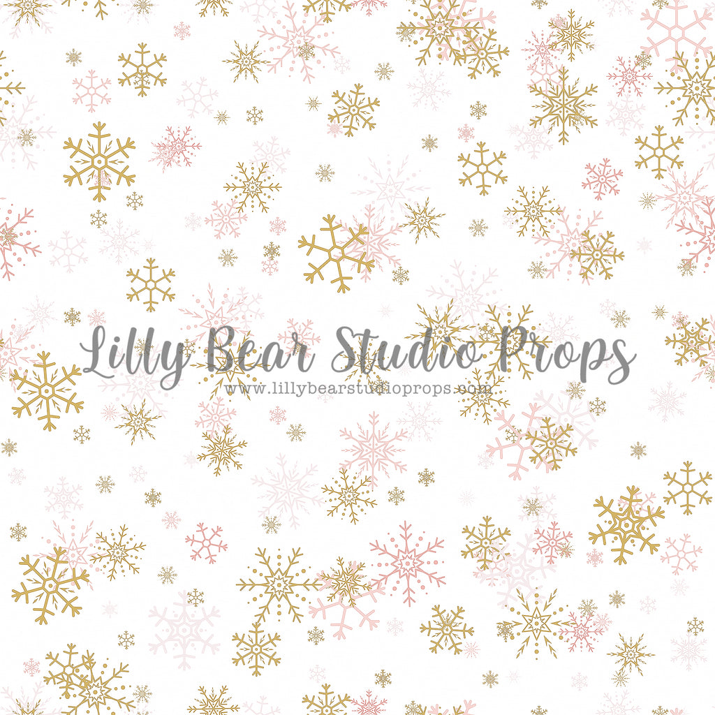 Snowy Flake by Lilly Bear Studio Props sold by Lilly Bear Studio Props, FABRICS - girl - gold - gold and pink - gold fl