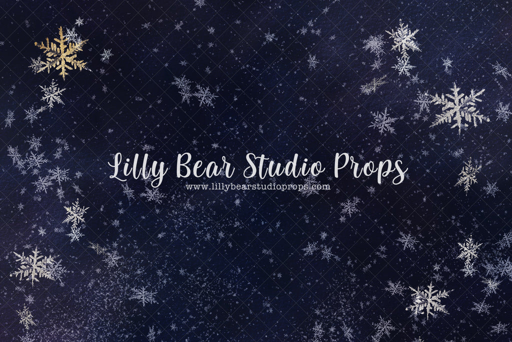 Snowy Night Sky - Lilly Bear Studio Props, blue sky, blue stars, galaxy sky, little stars, night sky, shimmer stars, sky, snow, snow flakes, starry sky