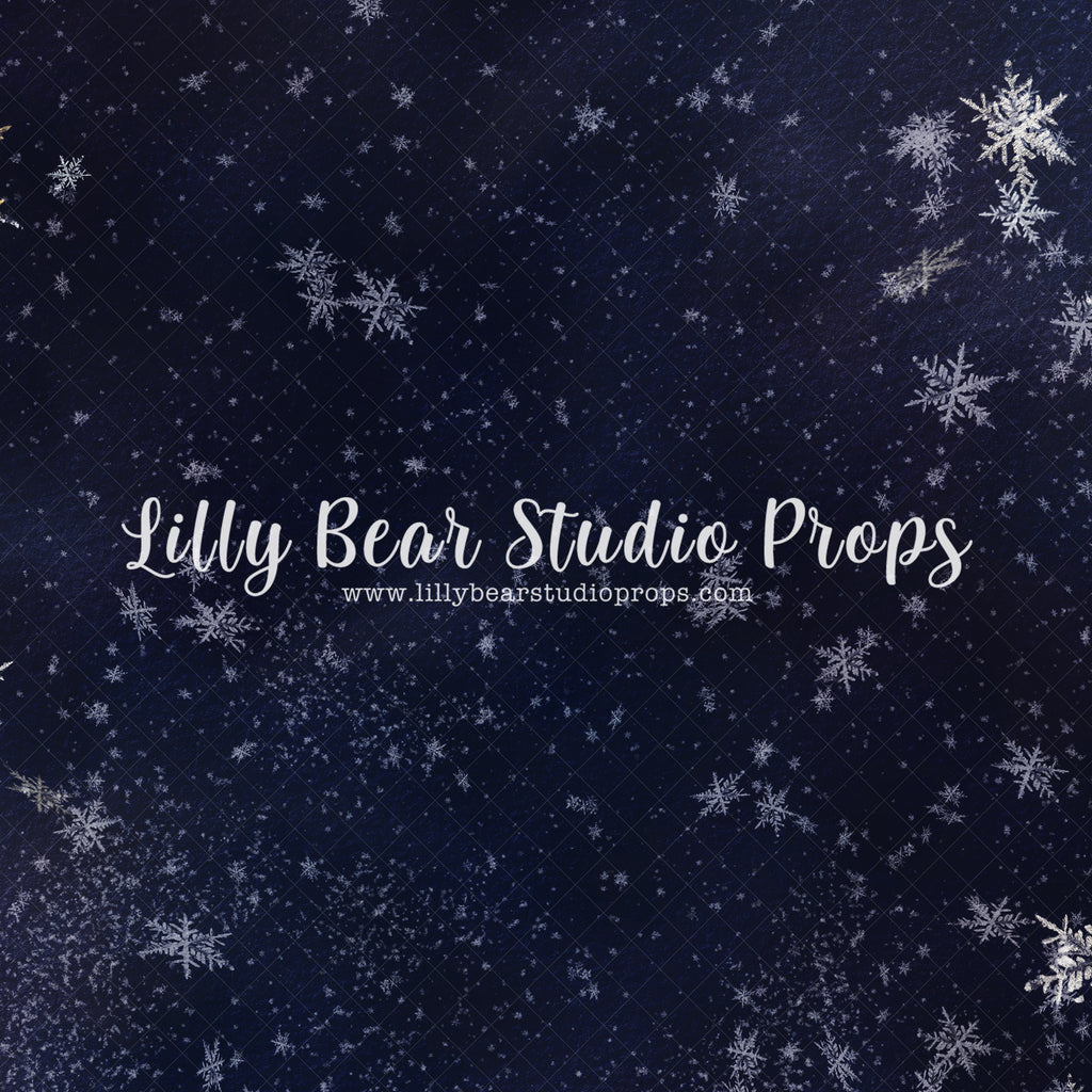 Snowy Night Sky - Lilly Bear Studio Props, blue sky, blue stars, galaxy sky, little stars, night sky, shimmer stars, sky, snow, snow flakes, starry sky