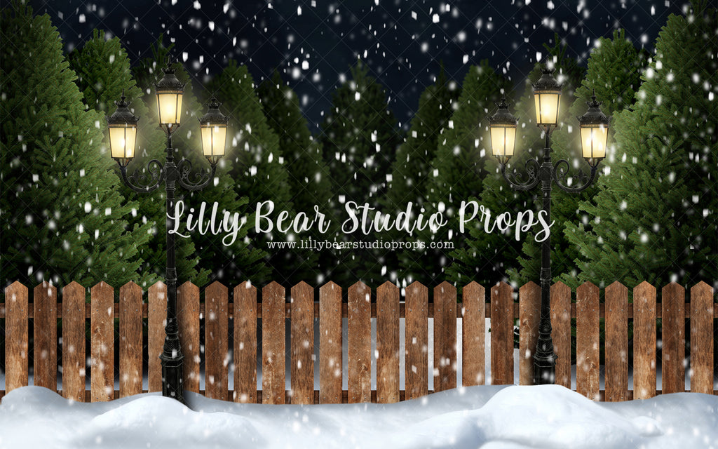 Snowy Park by Jessica Ruth Photography sold by Lilly Bear Studio Props, candles - chrismas lights - christmas - christm
