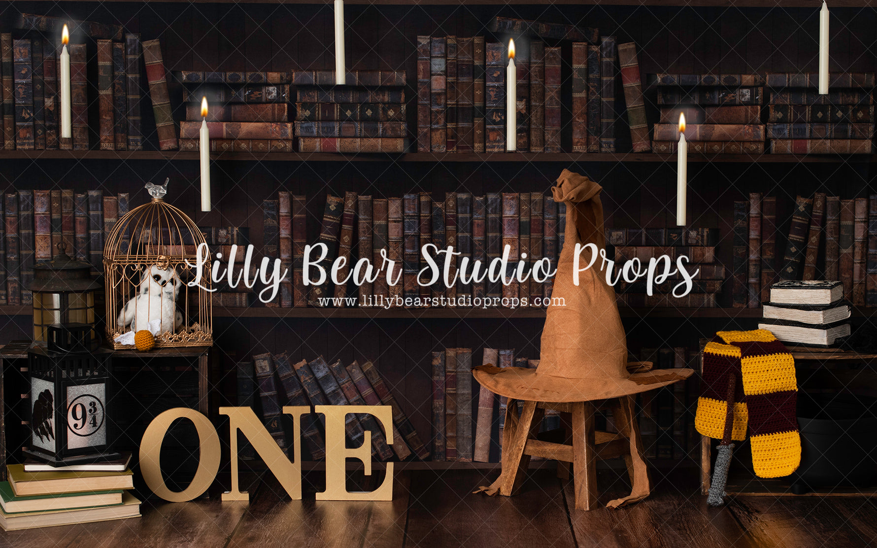Sorting Hat by Amber Costa Photography sold by Lilly Bear Studio Props, books - clouds - floating candles - globe - har