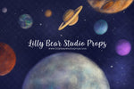 Space Walk - Lilly Bear Studio Props, blue sky, blue stars, earth, galaxy sky, little stars, moon, night sky, planet, planetarium, planets, pluto, saturn, shimmer stars, sky, starry sky, uranus, venus