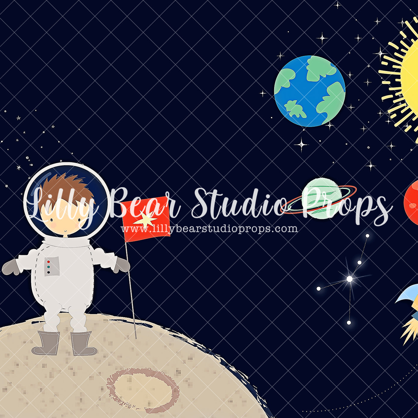 Space Landing - Lilly Bear Studio Props, astronaut, galaxy space, moon, space