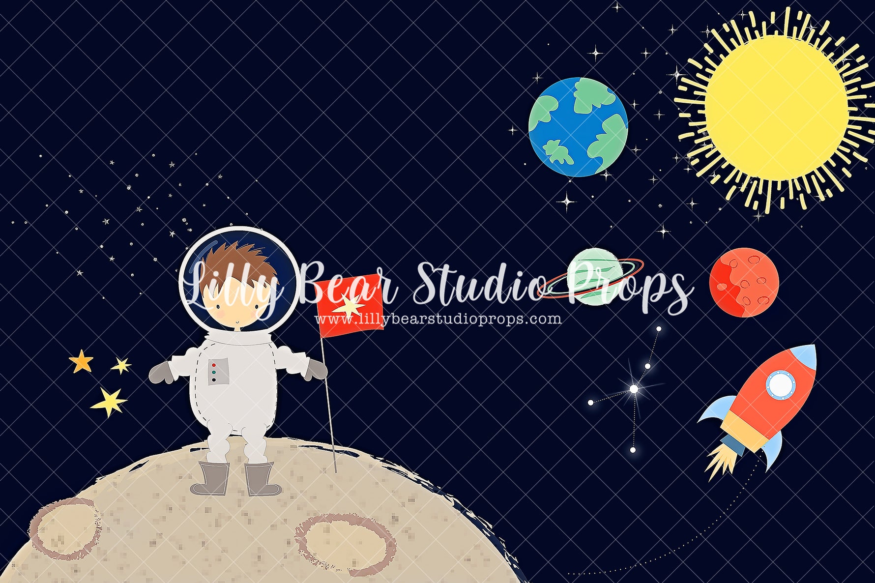 Space Landing - Lilly Bear Studio Props, astronaut, galaxy space, moon, space