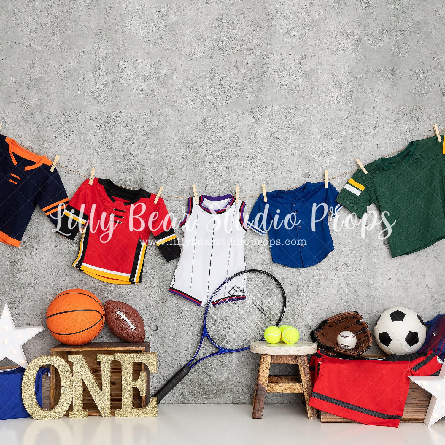 Sports Centre by Meagan Paige Photography sold by Lilly Bear Studio Props, baseball - basketball - FABRICS - football