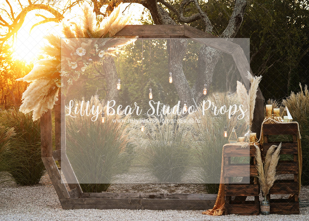 Spring Arbour - Lilly Bear Studio Props, arbour, bohemian, bohemian arbour, bohemian arch, boho, boho arch, boho chic, boho garden, boho greenery, boho wood, floral boho, pampas, spring, spring arbour, spring boho