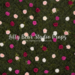 Spring Blooming Rose Wall - Lilly Bear Studio Props, blue roses, boxwood, boxwood wall, bush, FABRICS, floral, flowers, garden, grass, green wall, greenery, pink rose, pink roses, purple roses, red rose, red roses, rose, roses, spring, valentine, valentines, valentines day, white roses