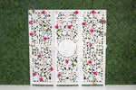 Spring Divider - Lilly Bear Studio Props, boxwood, boxwood wall, bush, FABRICS, floral, floral headboard, flowers, frame, garden, grass, green wall, greenery, headboard, pink rose, pink roses, purple roses, red rose, red roses, rose, roses, spring, valentine, valentines, valentines day, vintage headboard, white headboard, white roses, window