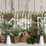 Spring Fence by Daniella Photography sold by Lilly Bear Studio Props, FABRICS - fence - floral - greenery - spring