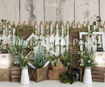 Spring Fence by Daniella Photography sold by Lilly Bear Studio Props, FABRICS - fence - floral - greenery - spring
