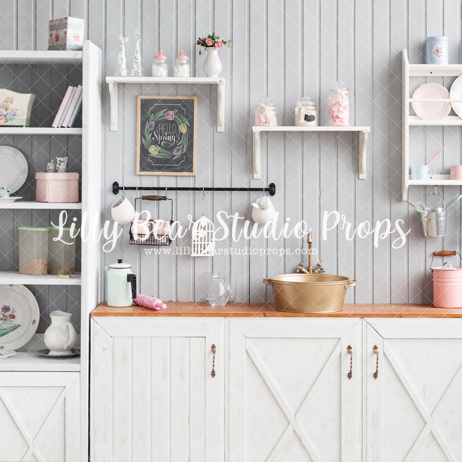 Spring Kitchen - Lilly Bear Studio Props, bamboo, boho, boho chic, boho kitchen, boho room, easter baking, easter kitchen, FABRICS, kitchen, pastel, spring, spring baking, spring boho, spring kitchen, spring scandinavian, white kitchen