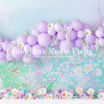Spring Meadow Daisy Garland - Lilly Bear Studio Props, balloon garland, bright flowers, daisies, daisy, daisy floral, daisy floral garland, daisy garden, floral, floral garden, purple balloon garland, purple balloons, purple floral, spring, spring floral, spring flowers, spring meadow, white floral, white flowers