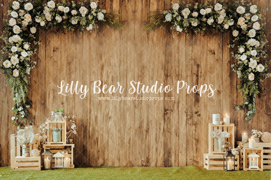 Spring Wood Arch by Lilly Bear Studio Props sold by Lilly Bear Studio Props, blue floral - blue flower - blue flowers