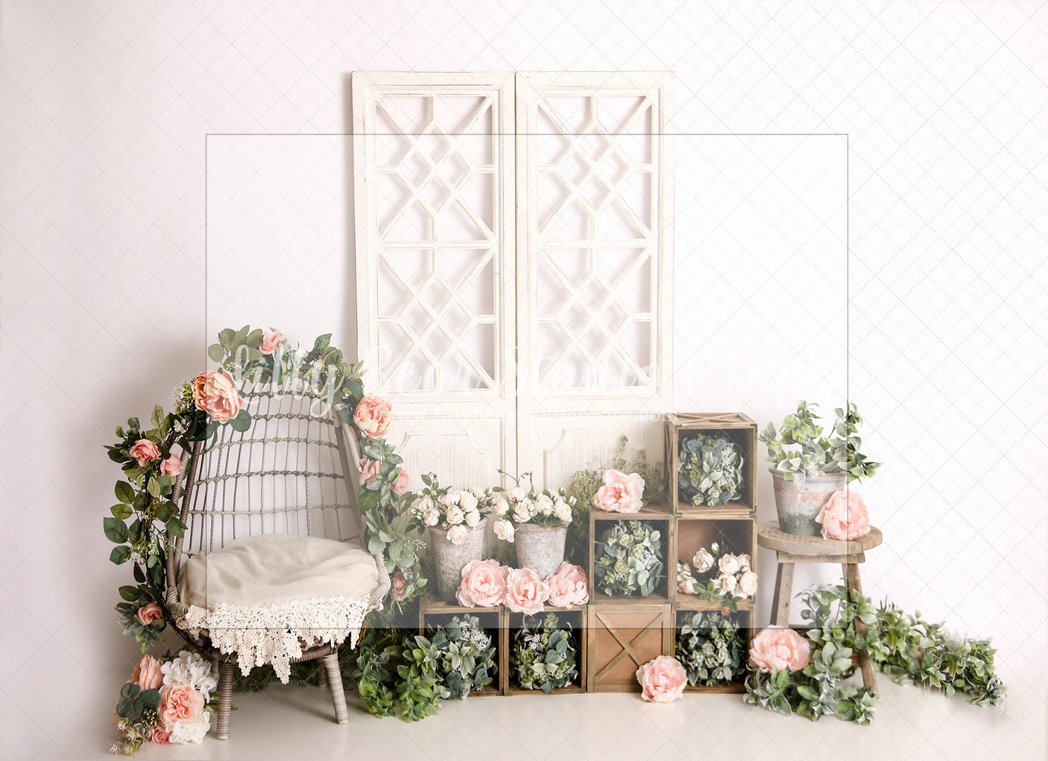 Springtime Boho - Lilly Bear Studio Props, boho spring, FABRICS, flower barn doors, flower garden, flower ladder, flower stand, fresh flowers, garden, spanish moss, spring, spring garden, spring mini, spring time, springtime, sprintime, tulips, watering can
