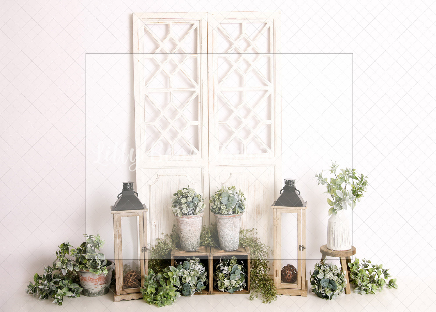 Springtime Boho Lanterns - Lilly Bear Studio Props, boho spring, FABRICS, flower barn doors, flower garden, flower ladder, flower stand, fresh flowers, garden, spanish moss, spring, spring garden, spring mini, spring time, springtime, sprintime, tulips, watering can