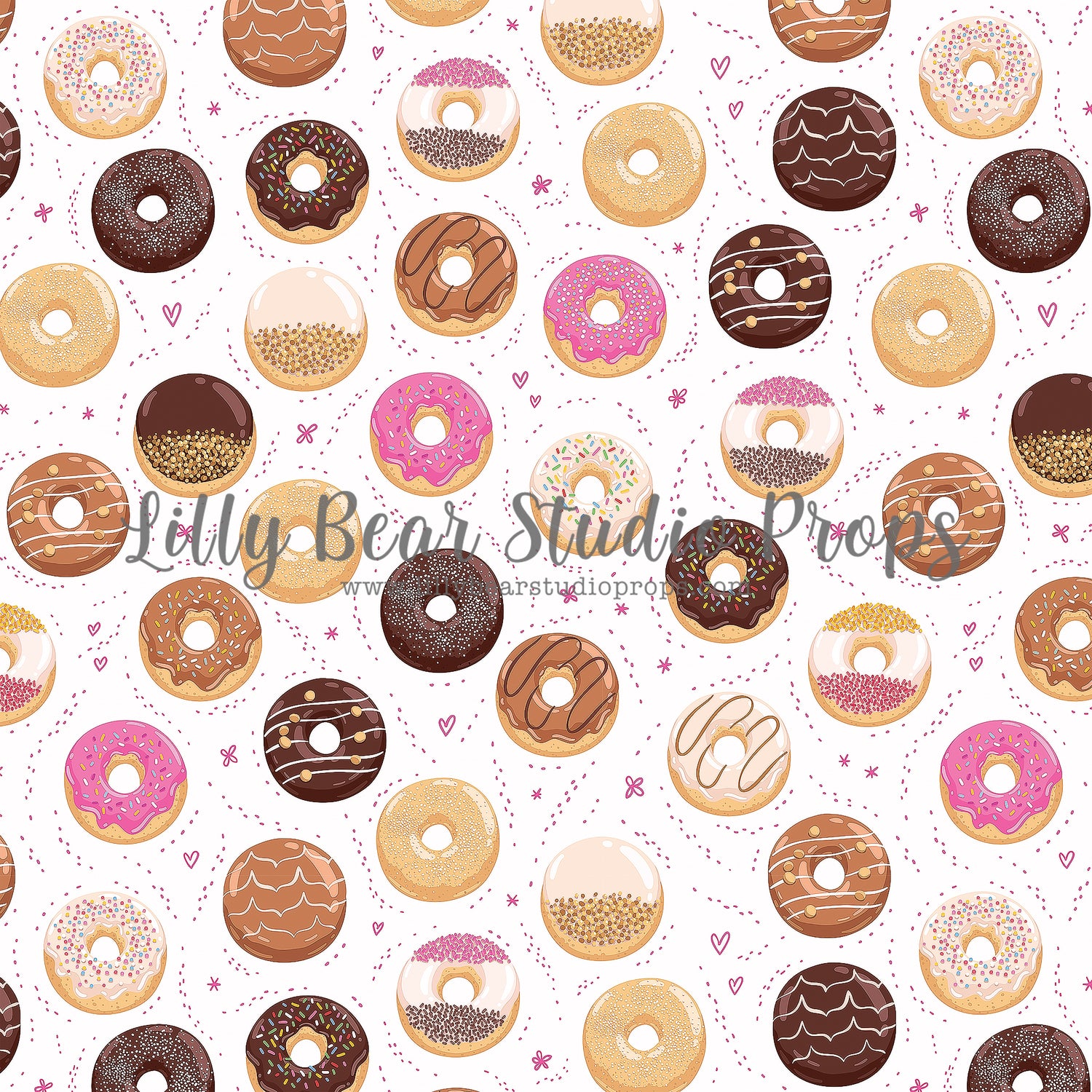 Sprinkles and Donuts by Lilly Bear Studio Props sold by Lilly Bear Studio Props, chocolate donuts - donut pattern - don