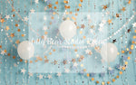 Starry Party - Lilly Bear Studio Props, birthday, birthday stars, gold beaded curtains, gold glitter beads, gold stars, ONE, one birthday, stars, white balloons