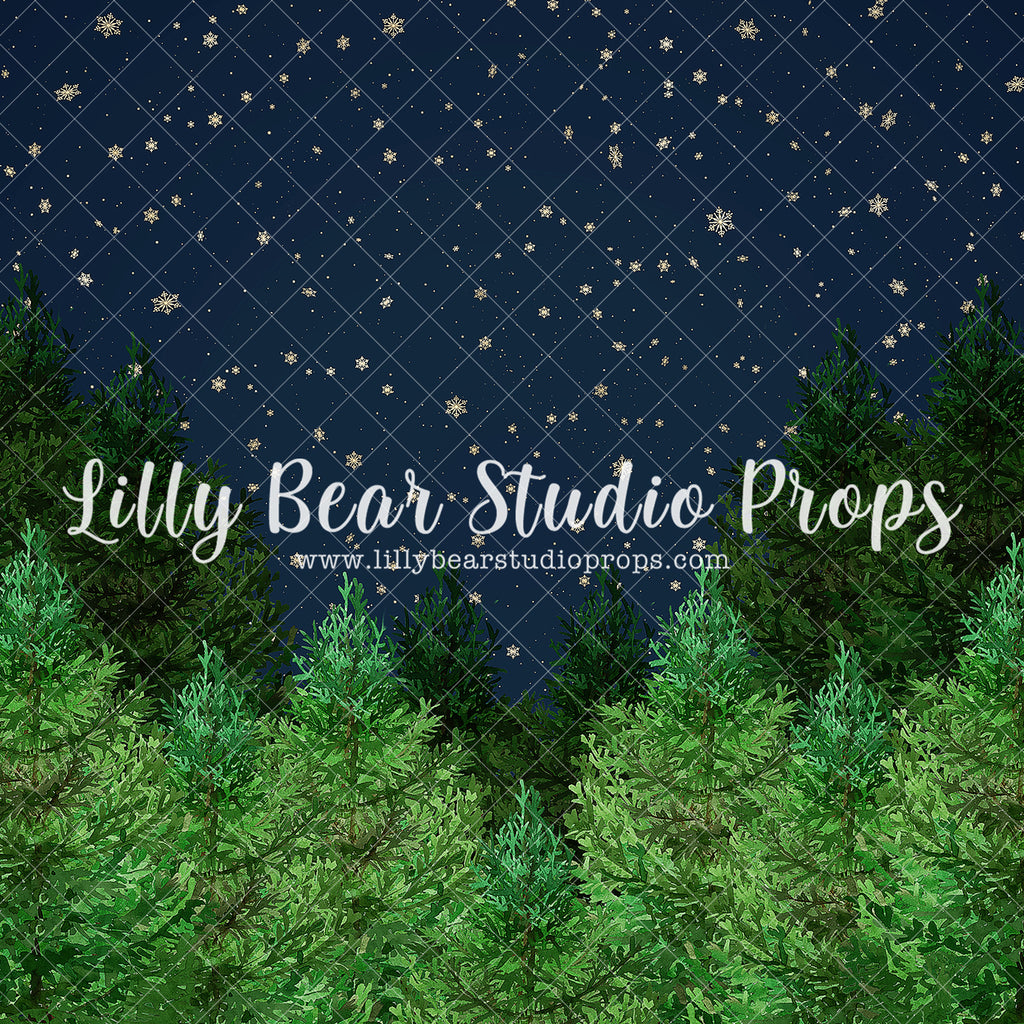 Snowy Starry Night Trees - Lilly Bear Studio Props, astronaut, galaxy space, moon, space