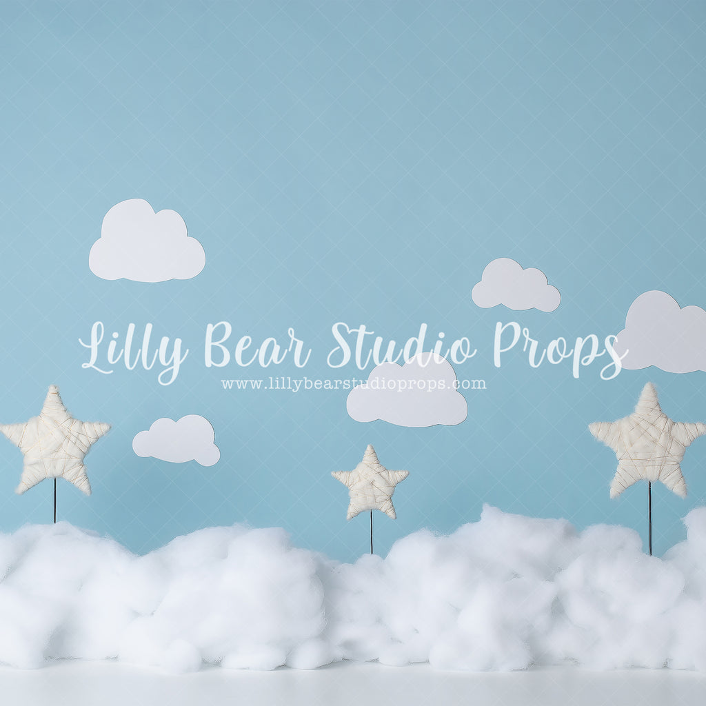 Stars In The Clouds by EllaBean sold by Lilly Bear Studio Props, blue sky - clouds - FABRICS - stars