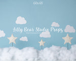 Stars In The Clouds by EllaBean sold by Lilly Bear Studio Props, blue sky - clouds - FABRICS - stars