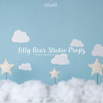 Stars In The Clouds by EllaBean sold by Lilly Bear Studio Props, blue sky - clouds - FABRICS - stars