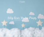 Stars In The Clouds by EllaBean sold by Lilly Bear Studio Props, blue sky - clouds - FABRICS - stars