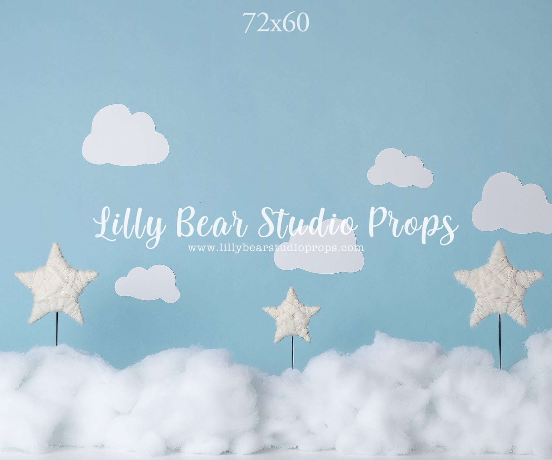 Stars In The Clouds by EllaBean sold by Lilly Bear Studio Props, blue sky - clouds - FABRICS - stars