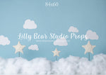 Stars In The Clouds by EllaBean sold by Lilly Bear Studio Props, blue sky - clouds - FABRICS - stars
