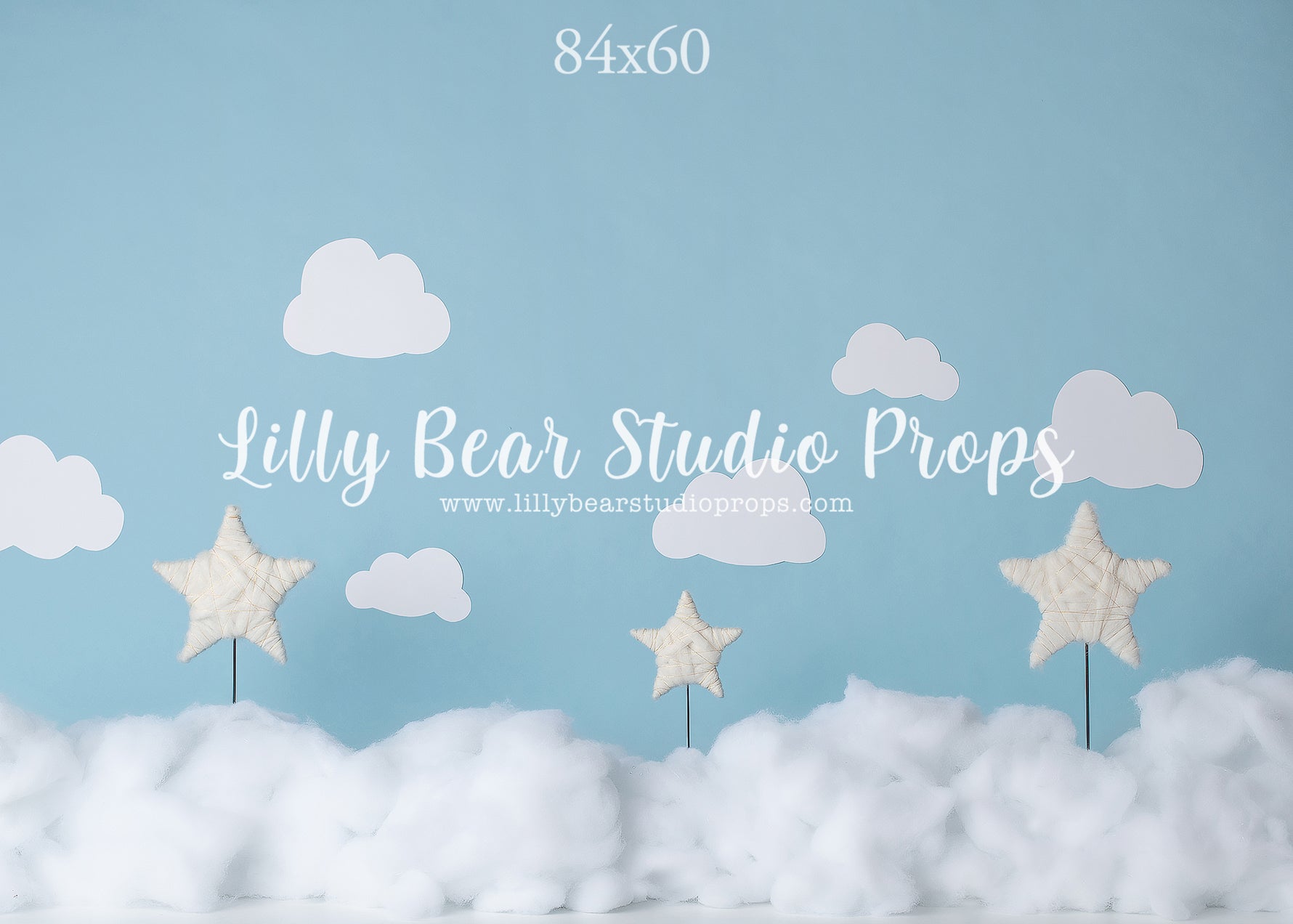 Stars In The Clouds by EllaBean sold by Lilly Bear Studio Props, blue sky - clouds - FABRICS - stars
