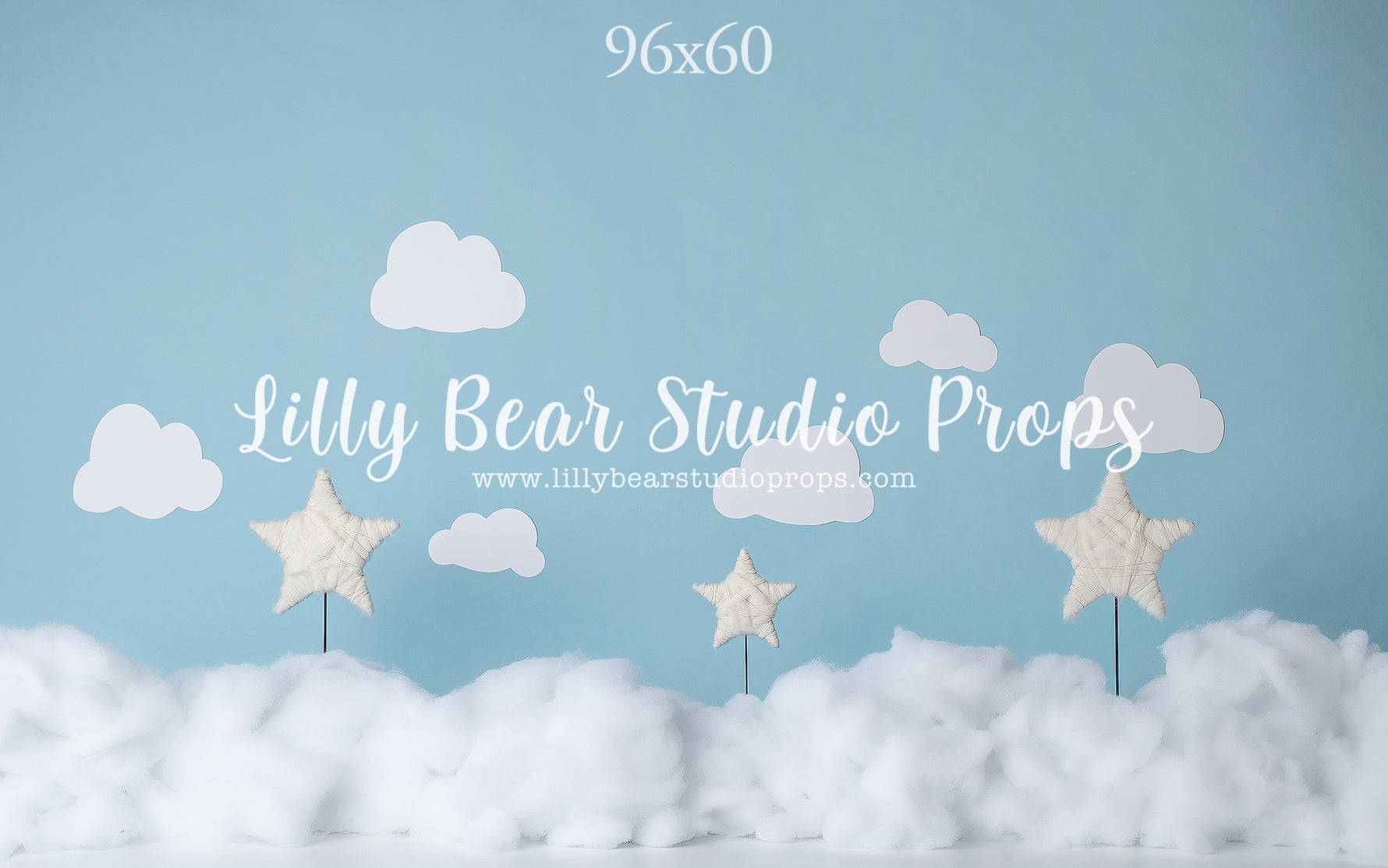 Stars In The Clouds by EllaBean sold by Lilly Bear Studio Props, blue sky - clouds - FABRICS - stars
