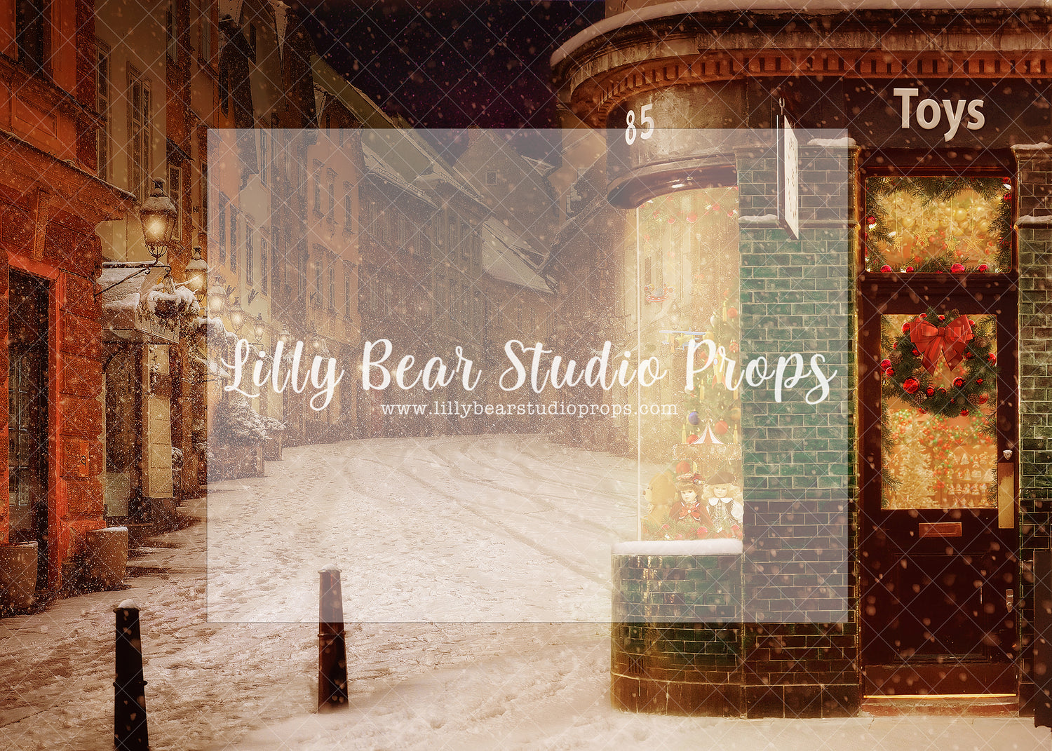 Street Corner Toy Shop - Lilly Bear Studio Props, christmas, Cozy, Decorated, Festive, Giving, Holiday, Holy, Hopeful, Joyful, Merry, Peaceful, Peacful, Red & Green, Seasonal, Winter, Xmas, Yuletide